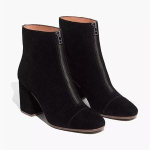 Madewell NIB Black Amalia Suede Front Zip Boots size 10.